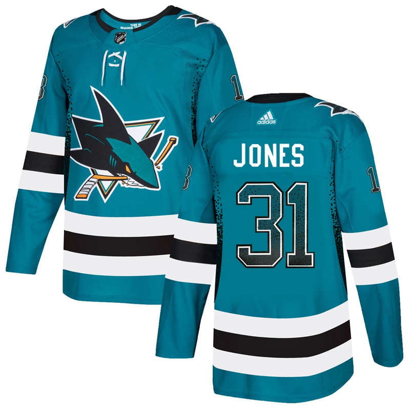 Sharks 31 Martin Jones Teal Drift Fashion Adidas Jersey