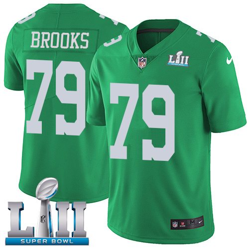 Nike Eagles 79 Brandon Brooks Green 2018 Super Bowl LII Youth Corlor Rush Limited Jersey