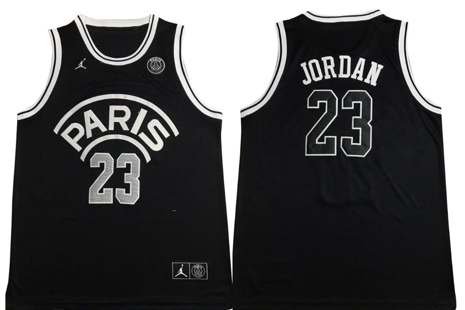 Paris Saint-Germain 23 Michael Jordan Black Jordan Fashion Jersey