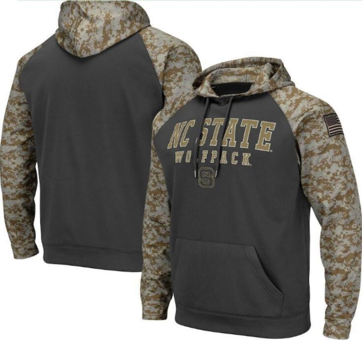 NC State Wolfpack Gray Camo Men's Pullover Hoodie