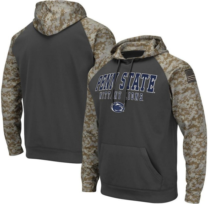 Penn State Nittany Lions Gray Camo Men's Pullover Hoodie