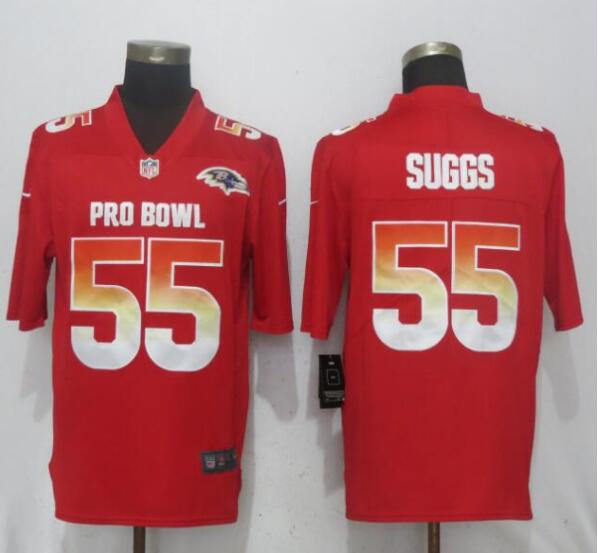 Nike AFC Ravens 55 Terrell Suggs Red 2019 Pro Bowl Limited Jersey