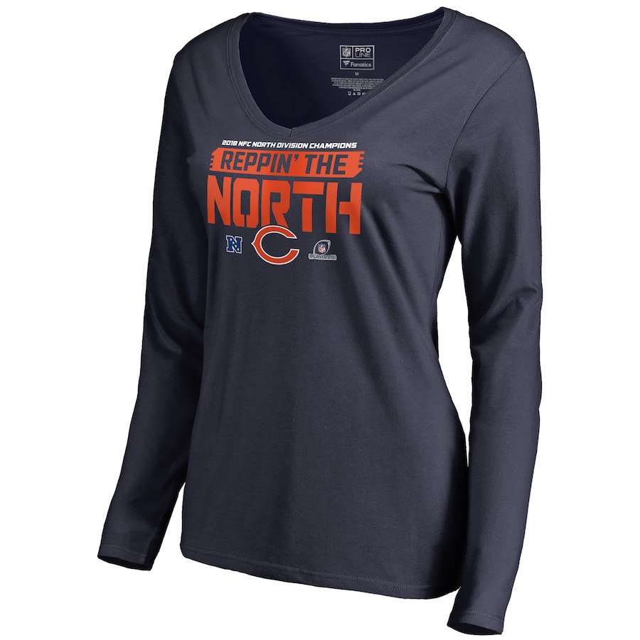 Bears Navy Women's Long Sleeve 2018 NFL Playoffs Reppin' The North T-Shirt