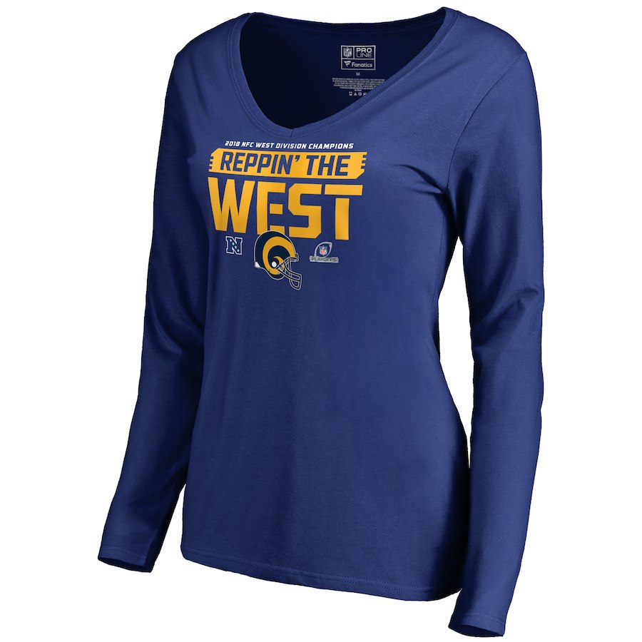 Rams Blue Women's Long Sleeve 2018 NFL Playoffs Reppin' The West T-Shirt
