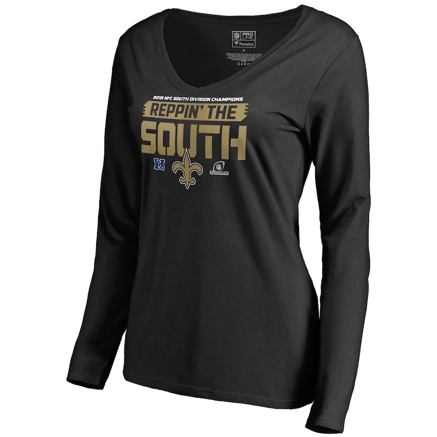 Saints Black Women's Long Sleeve 2018 NFL Playoffs Reppin' The South T-Shirt