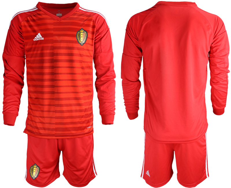 Belgium Red 2018 FIFA World Cup Long Sleeve Goalkeeper Soccer Jersey