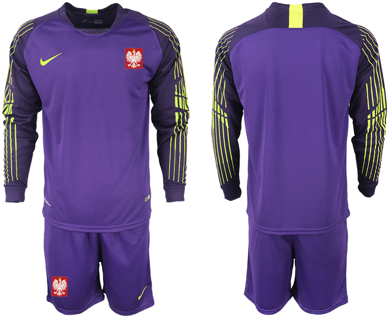 Poland Purple 2018 FIFA World Cup Long Sleeve Goalkeeper Soccer Jersey