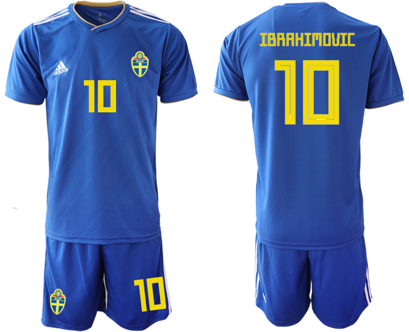 Sweden 10 IBRAHIMOVIC Away 2018 FIFA World Cup Soccer Jersey