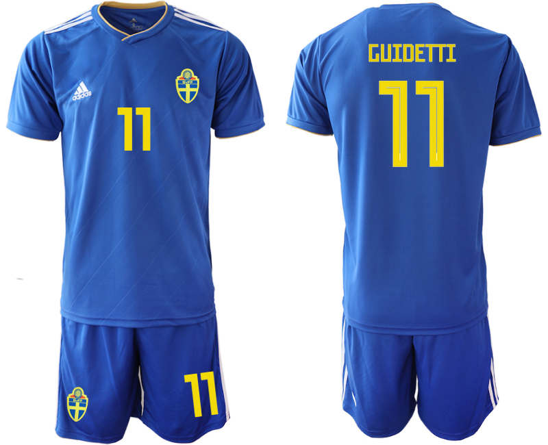 Sweden 11 GUIDETTI Away 2018 FIFA World Cup Soccer Jersey