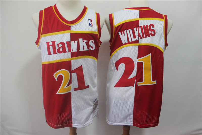 Hawks 21 Dominique Wilkins Red White 1987-88 Hardwood Classics Jersey