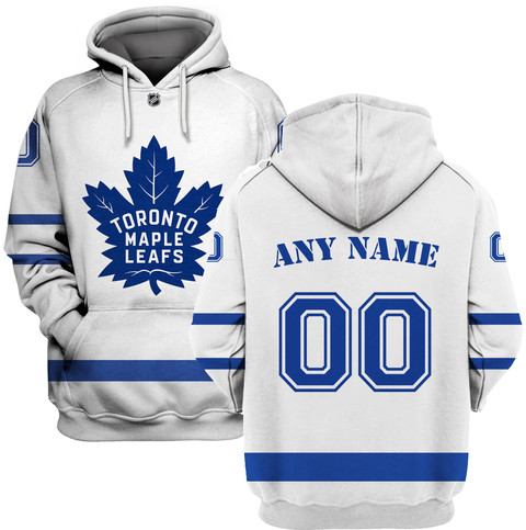 Maple Leafs White Men's Customized All Stitched Hooded Sweatshirt
