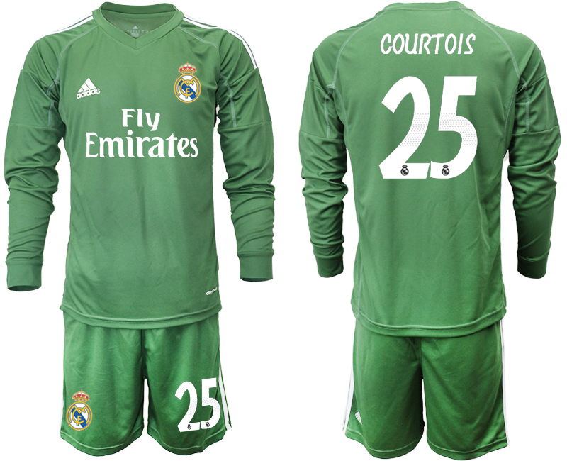 2018-19 Real Madrid 25 COUTOIS Army Green Long Sleeve Goalkeeper Soccer Jersey