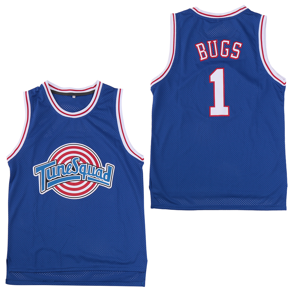 Tune Squad 1 "Bugs" Blue Stitched Movie Basketball Jersey