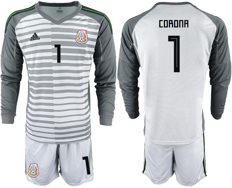 Mexico 1 CORONA Gray 2018 FIFA World Cup Long Sleeve Goalkeeper Soccer Jersey
