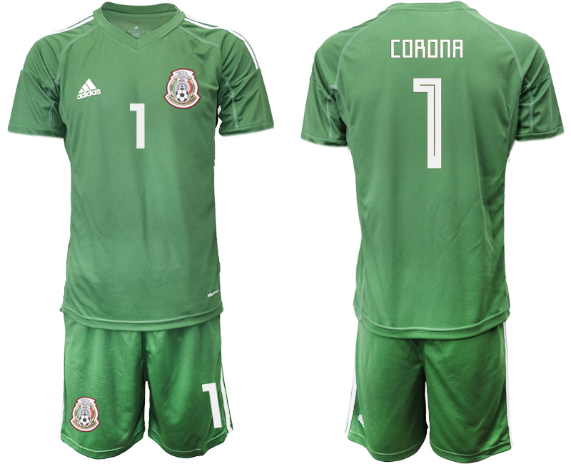 Mexico 1 CORONA Army Green 2018 FIFA World Cup Goalkeeper Soccer Jersey