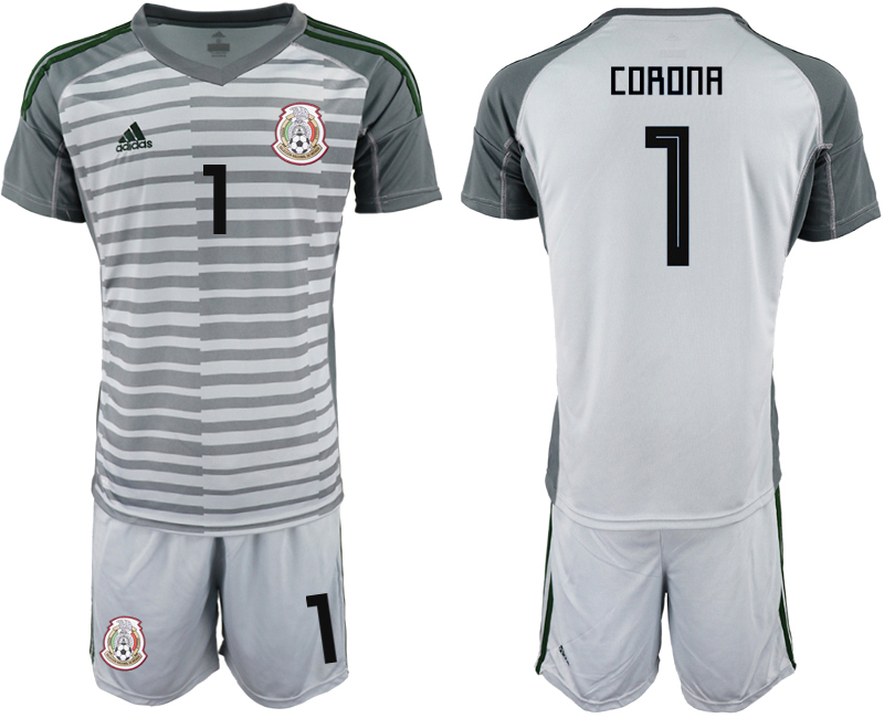 Mexico 1 CORONA Gray 2018 FIFA World Cup Goalkeeper Soccer Jersey