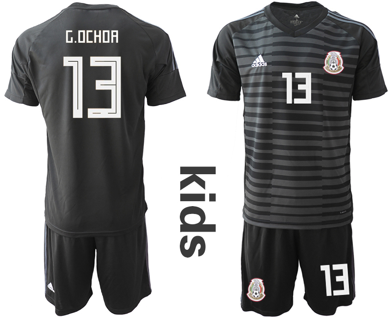 Mexico 13 G.OCHOA Black Youth 2018 FIFA World Cup Goalkeeper Soccer Jersey