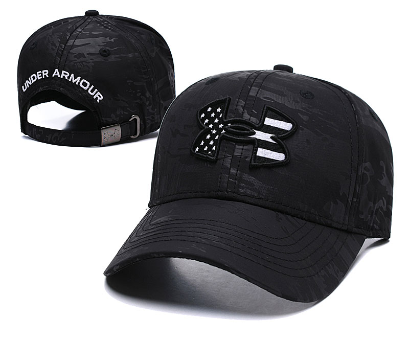 Under Armour USA Flag Pure Black Peaked Adjustable Hat TX