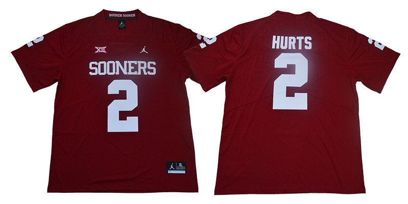 Oklahoma Sooners 2 Jalen Hurts Red College Football Jersey