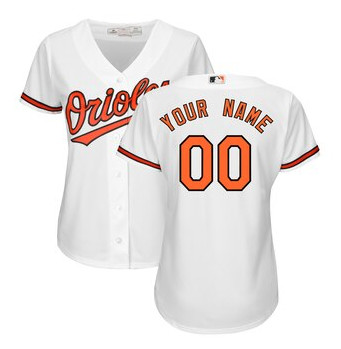 Orioles White Customized Women Cool Base Jersey