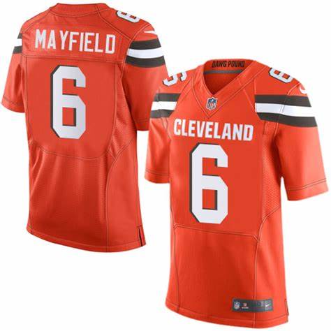 Nike Browns 6 Baker Mayfield Orange 2018 NFL Draft Pick Elite Jersey