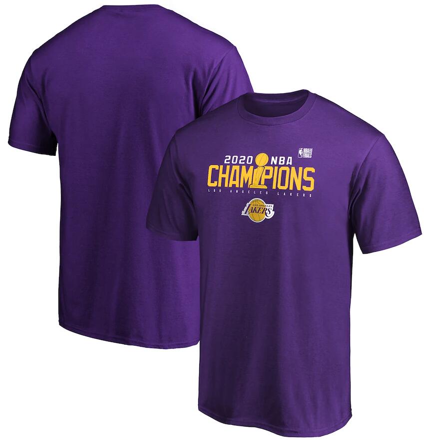 Men's Los Angeles Lakers Purple 2020 NBA Finals Champions Champs In The Line T-Shirt
