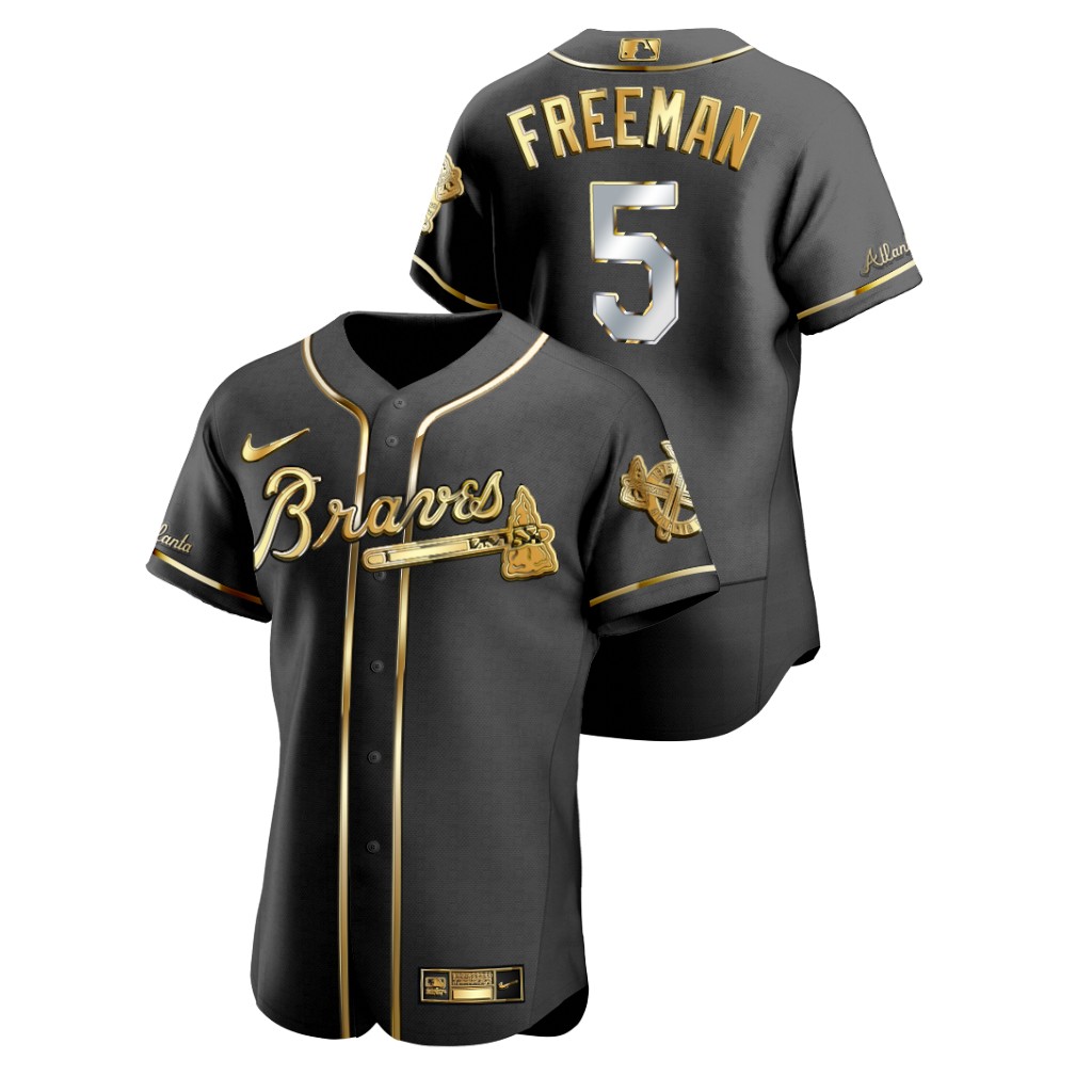 Braves 5 Freddie Freeman Black Gold 2020 Nike Flexbase Jersey