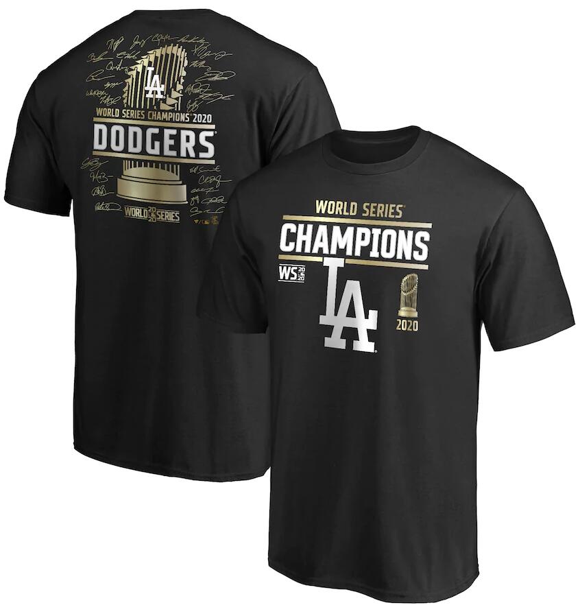 Men's Los Angeles Dodgers Fanatics Branded Black 2020 World Series Champions Signature Roster Big & Tall T-Shirt