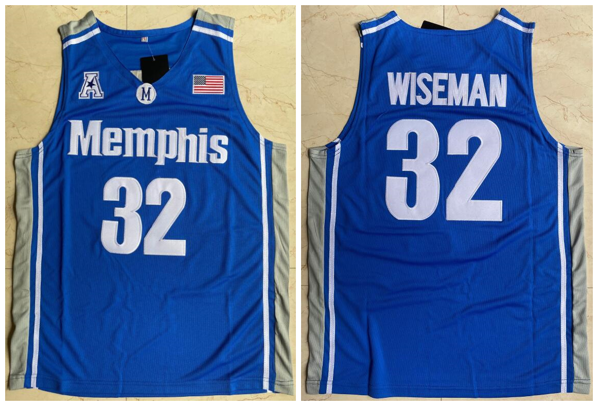 Memphis Tigers 32 James Wiseman Blue College Basketball Jersey