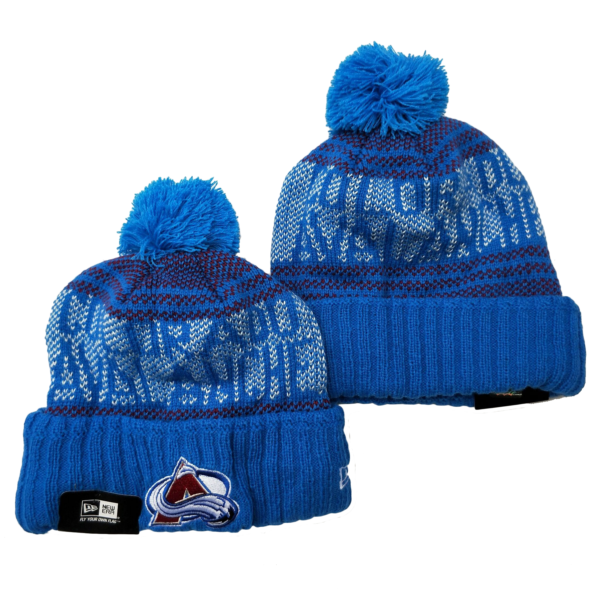 Avalanche Team Logo Blue Pom Cuffed Knit Hat YD