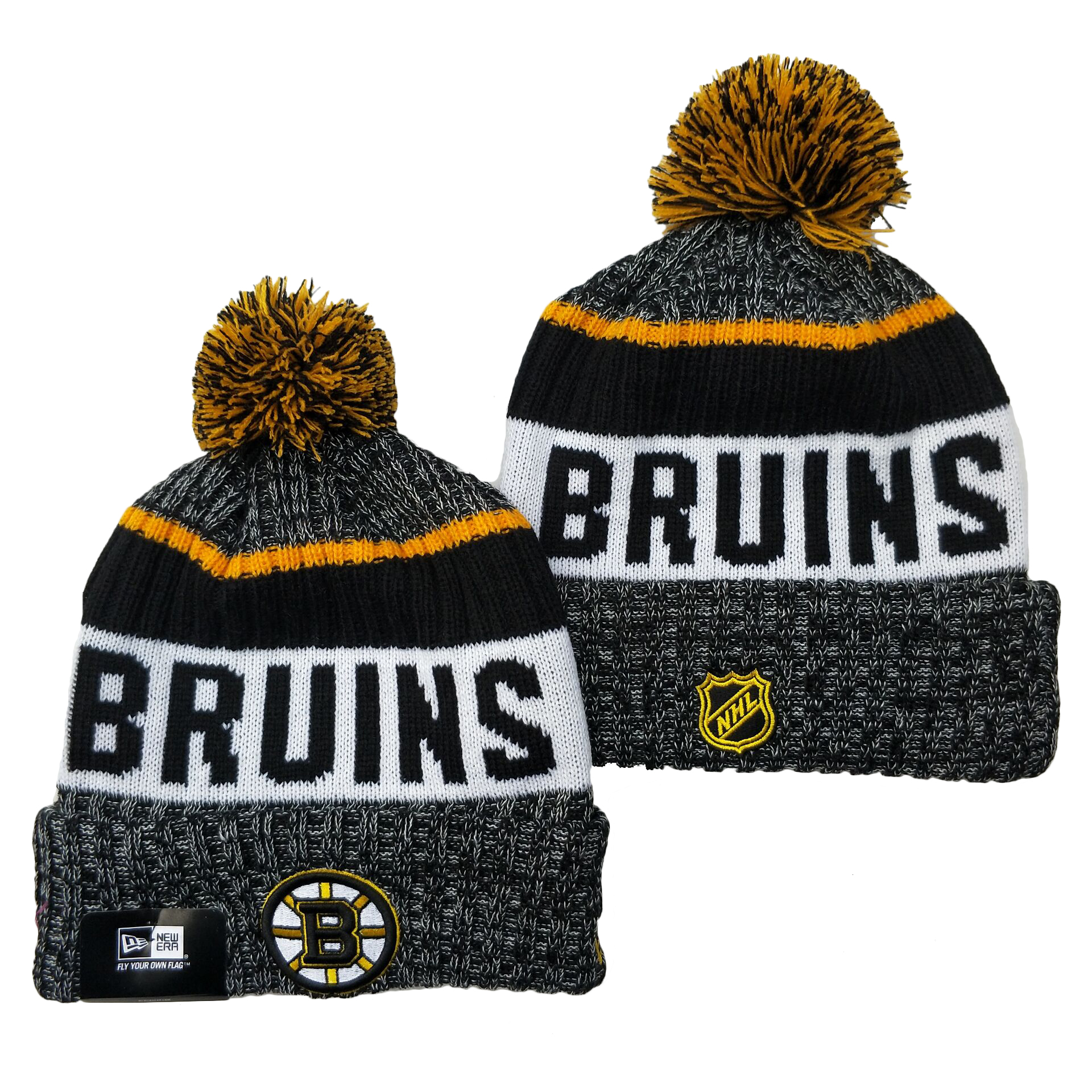 Bruins Team Logo Gray Pom Cuffed Knit Hat YD