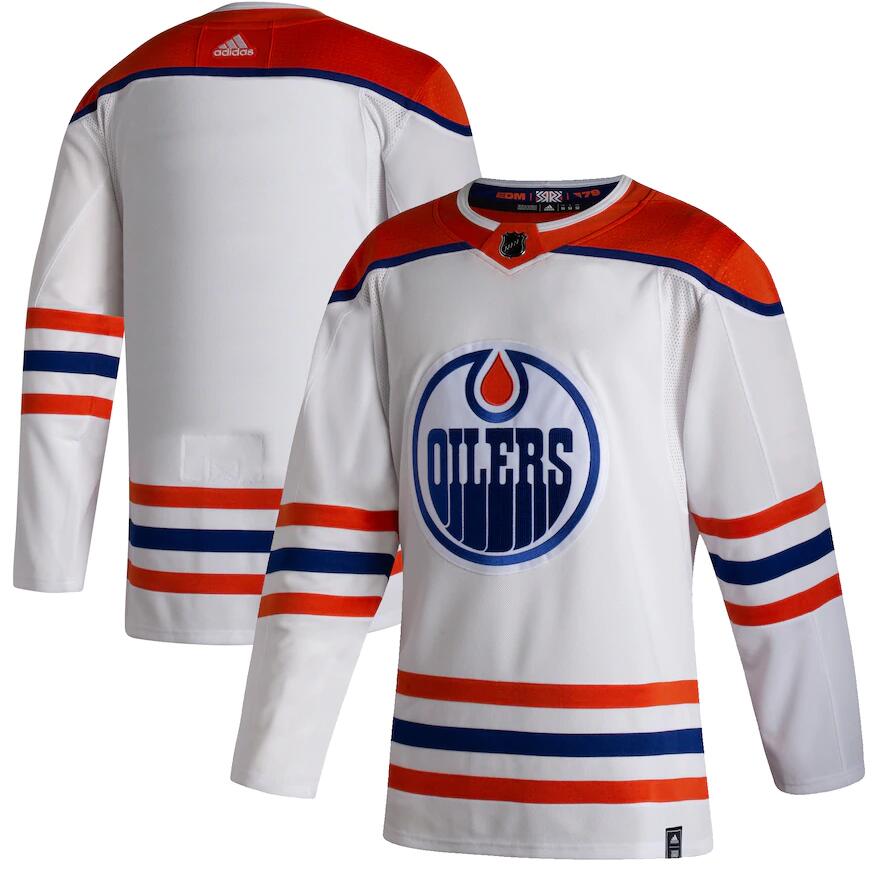 Oilers Blank White 2020-21 Reverse Retro Adidas Jersey