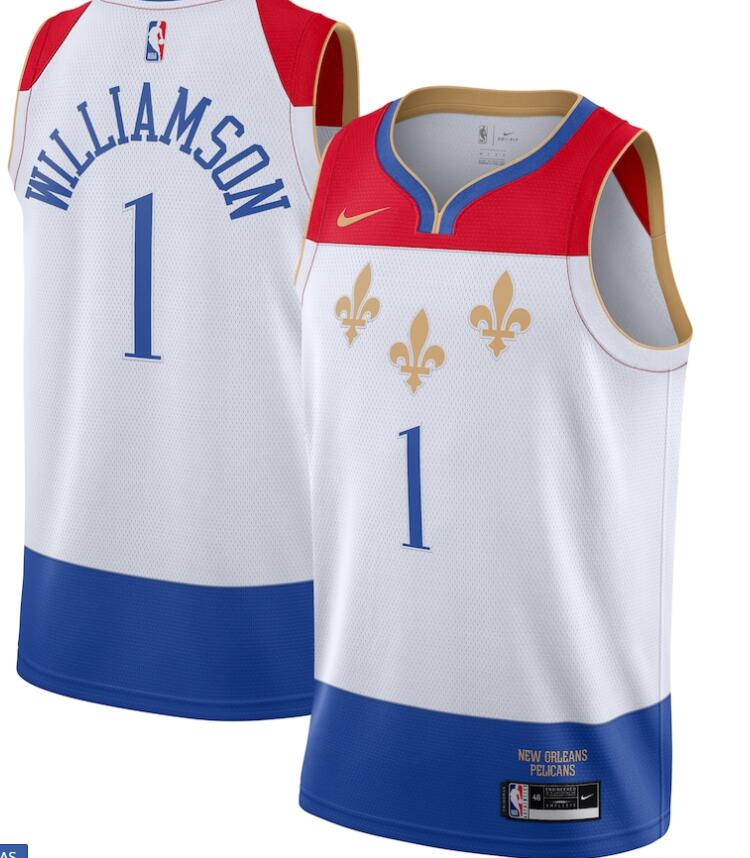 Pelicans 1 Zion Williamson White 2020-21 City Edition Nike Swingman Jersey