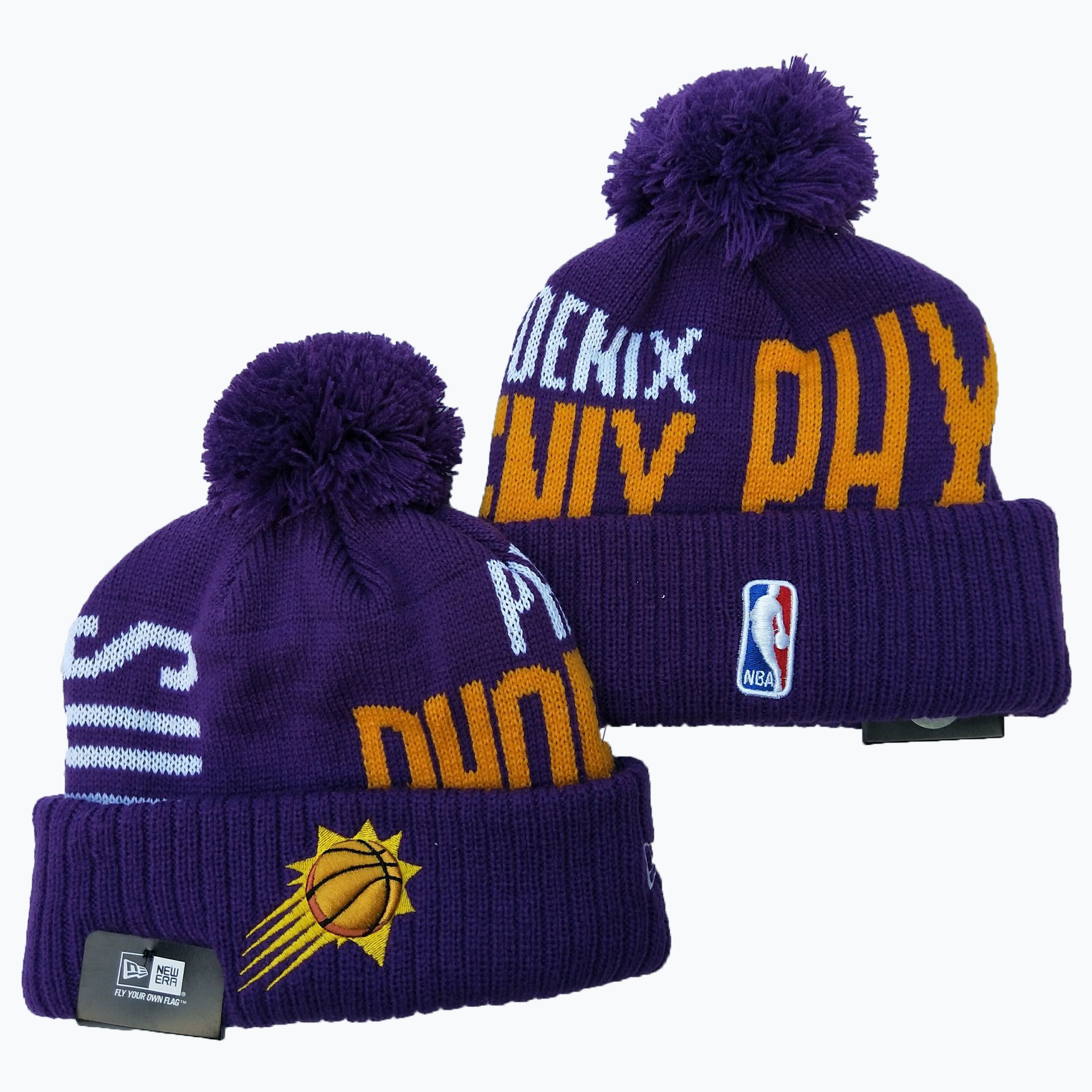 Suns Team Logo Purple Pom Knit Hat YD