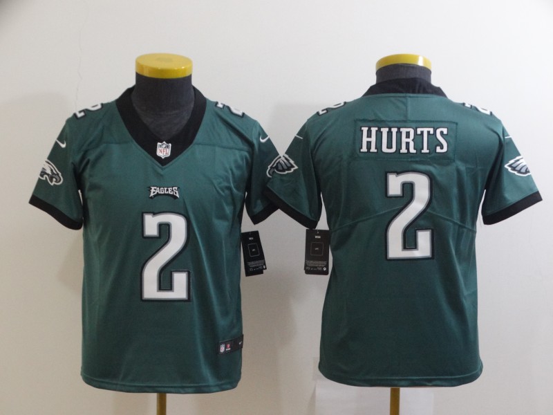 Nike Eagles 2 Jalen Hurts Green Youth Vapor Untouchable Limited Jersey