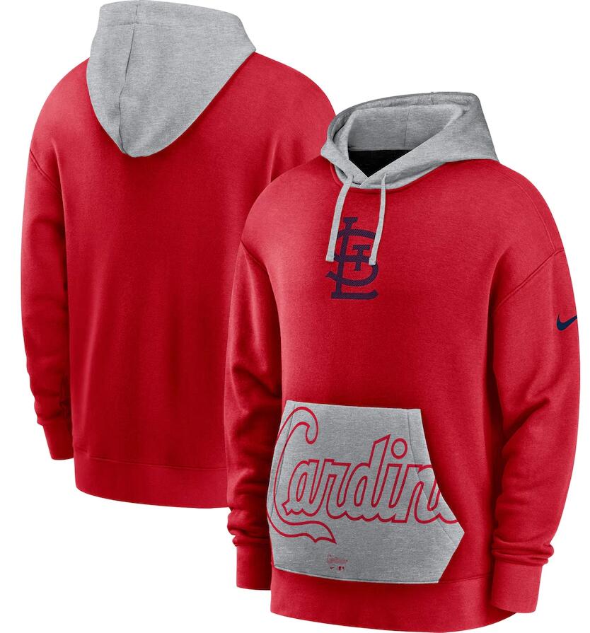 Men's St. Louis Cardinals Nike Red Gray Heritage Tri Blend Pullover Hoodie