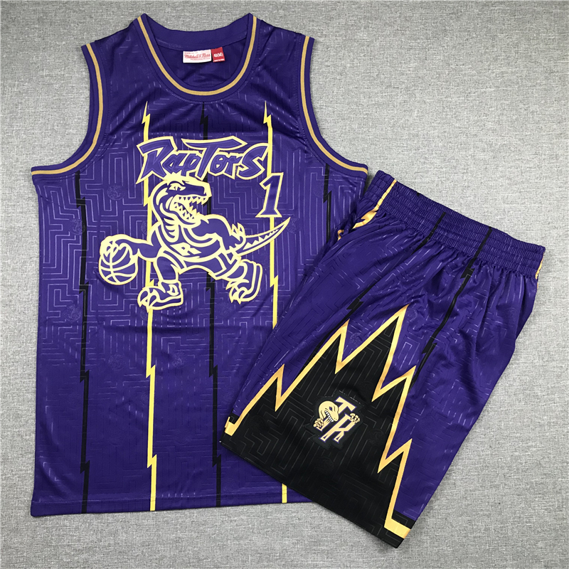 Raptors 1 Tracy McGrady Purple 1998-99 Hardwood Classics Jersey(With Shorts)