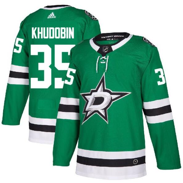 Stars 35 Anton Khudobin Green Adidas Jersey