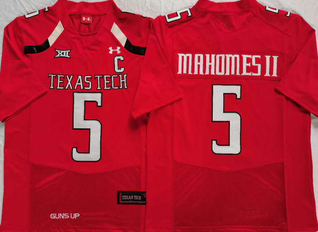 Texas Tech Red Raiders 5 Patrick Mahomes II Red C Patch College Football Jersey