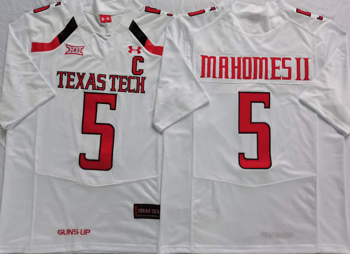 Texas Tech Red Raiders 5 Patrick Mahomes II White C Patch College Football Jersey