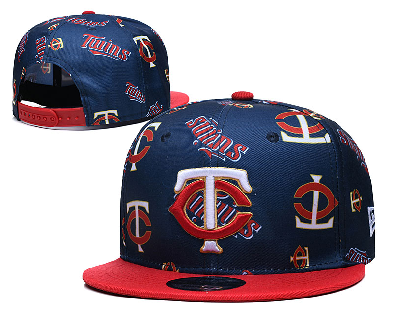 Twins Team Logos Navy Red Adjustable Hat TX