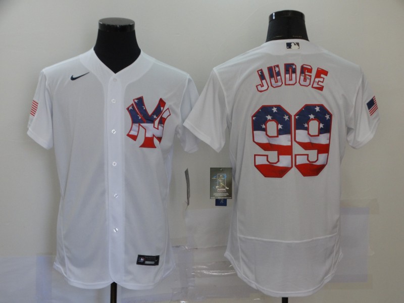 Yankees 99 Aaron Judge White USA Flag Fashion Nike Flexbase Jersey