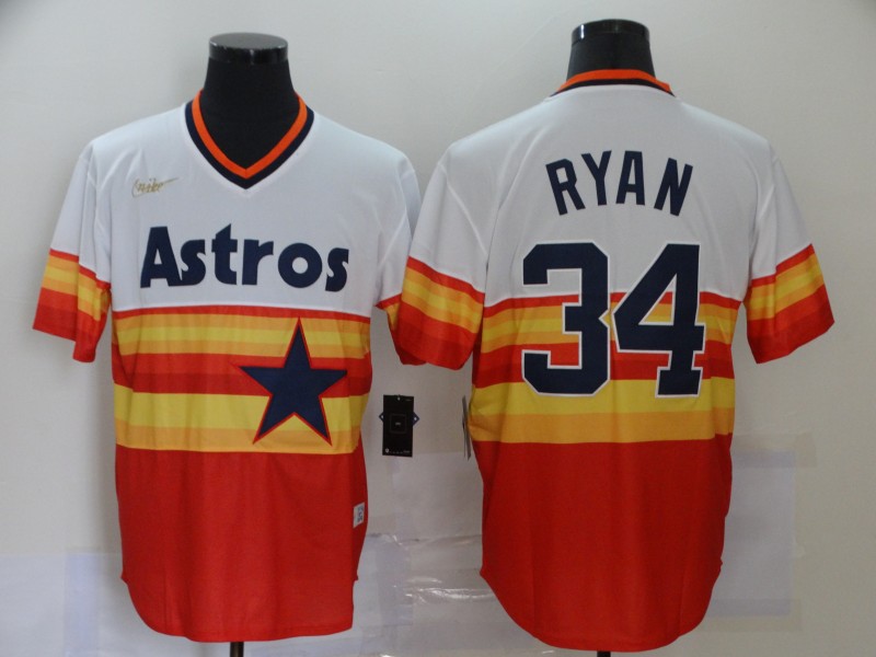 Astros 34 Nolan Ryan Multi Color Nike Cooperstown Collection Jersey