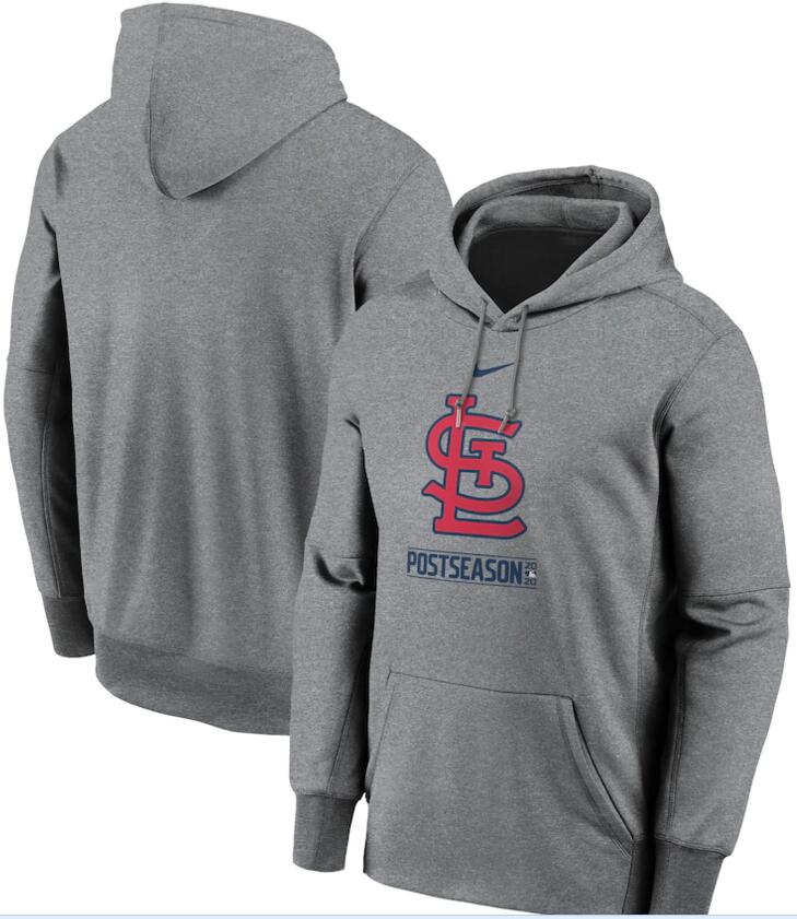 Men's St. Louis Cardinals Nike Gray 2020 Postseason Collection Pullover Hoodie