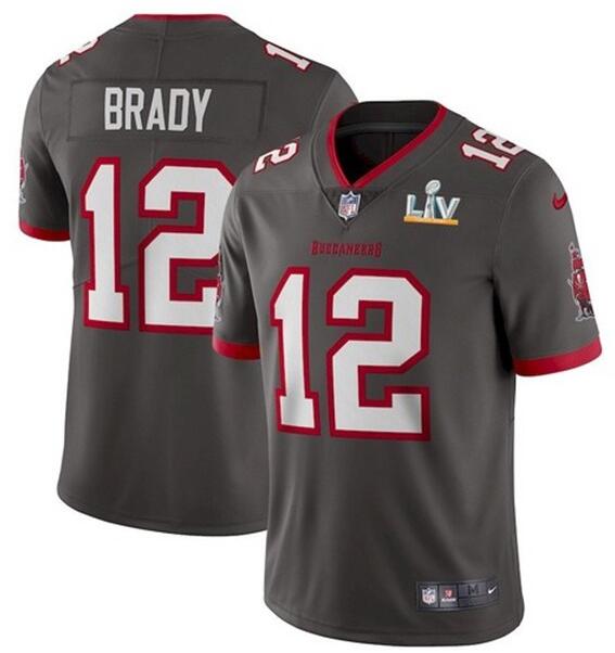 Nike Buccaneers 12 Tom Brady Gray 2021 Super Bowl LV Vapor Untouchable Limited Jersey