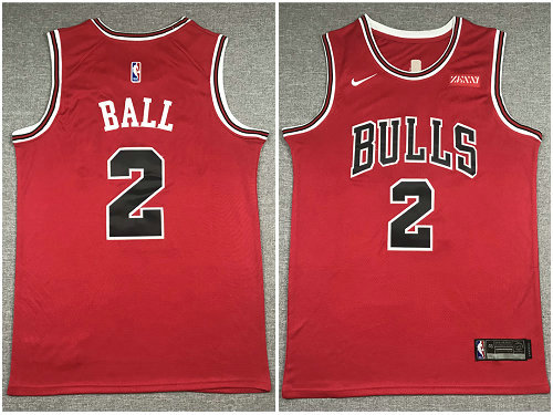 Bulls 2 Lonzo Ball Red Nike Swingman Jersey