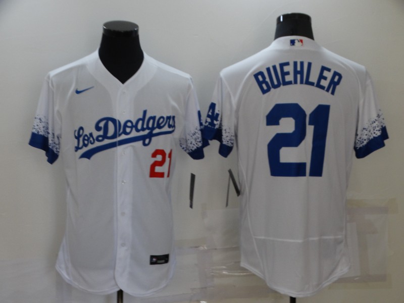 Dodgers 21 Walker Buehler White 2021 City Connect Flexbase Jersey