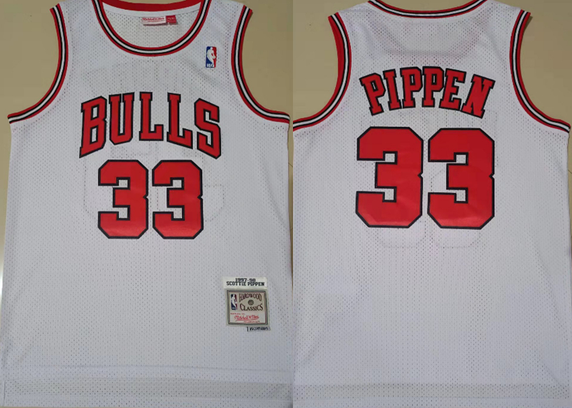 Bulls 33 Scottie Pippen White 1997-98 Hardwood Classics Jersey