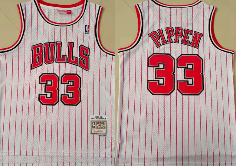 Bulls 33 Scottie Pippen White Red 1997-98 Hardwood Classics Jersey