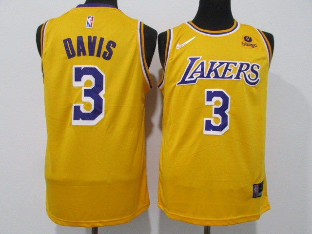 Lakers 3 Anthony Davis Yellow Nike Diamond 75th Anniversary City Edition Swingman Jersey